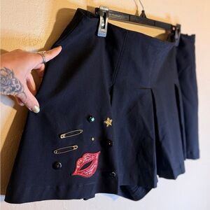 REWORKED By Me 🖤 Black Mini Skort Skirt with Embellishments